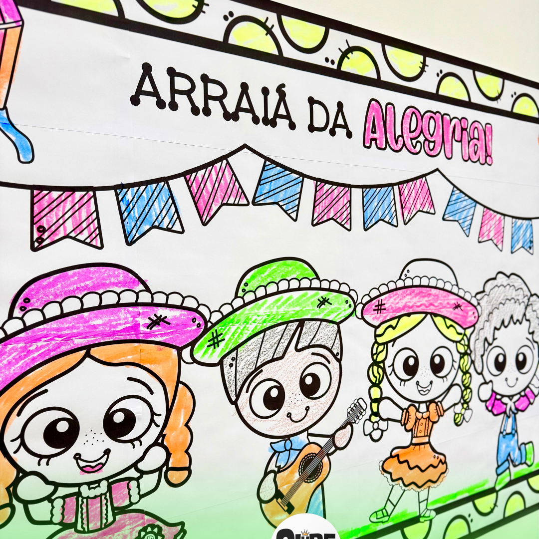 Cartaz para colorir tema Festa Junina.