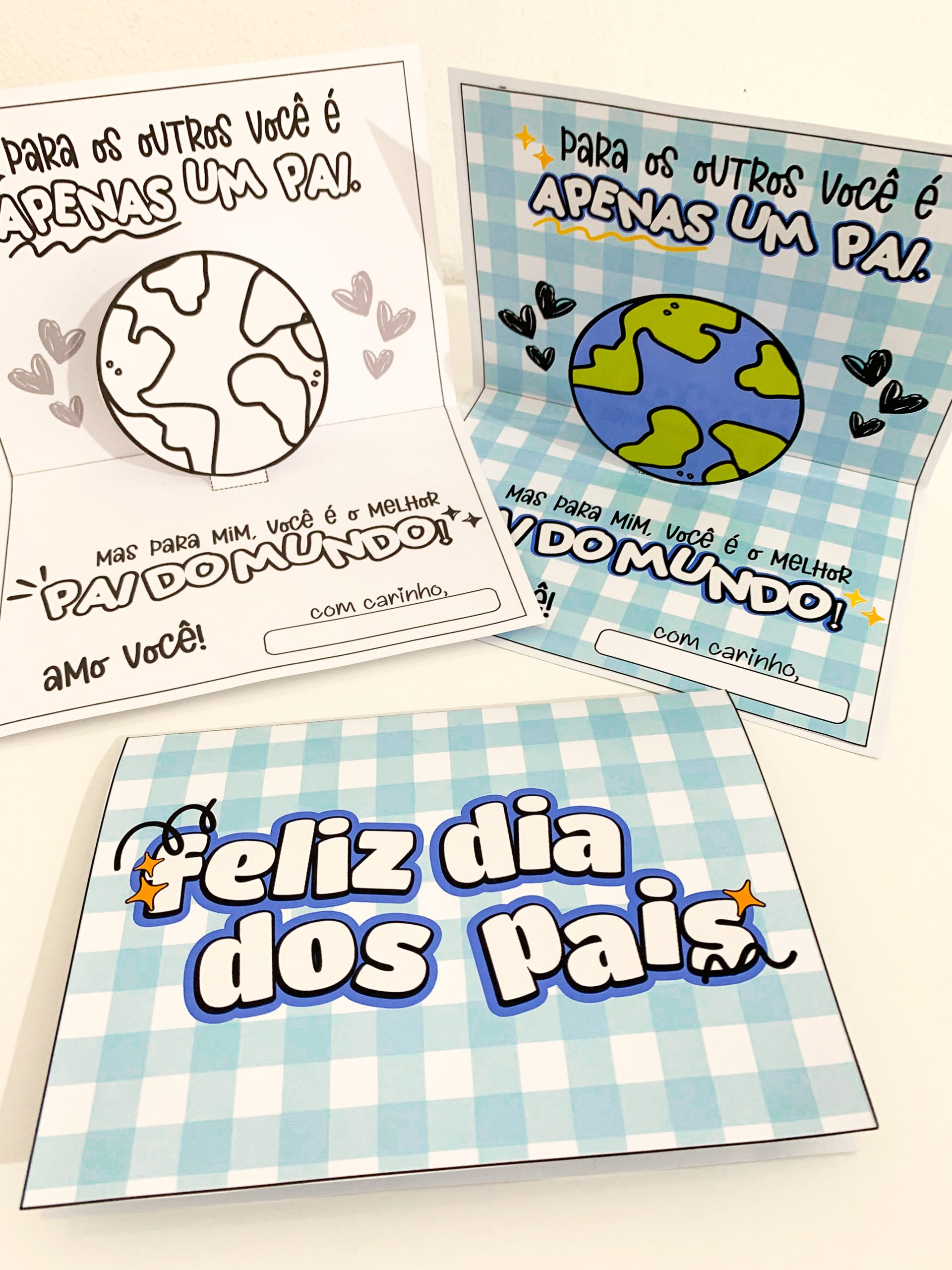 Cartão 3D dia dos Pais - Tema "Melhor Pai do Mundo"